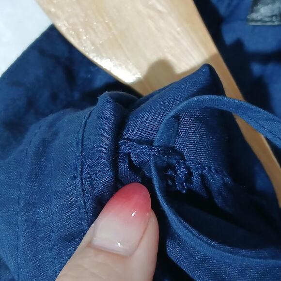 Banana Republic Dress Womens Large Blue Long Sleeve Soft Shirred Ramie Buttons - Picture 8 of 13